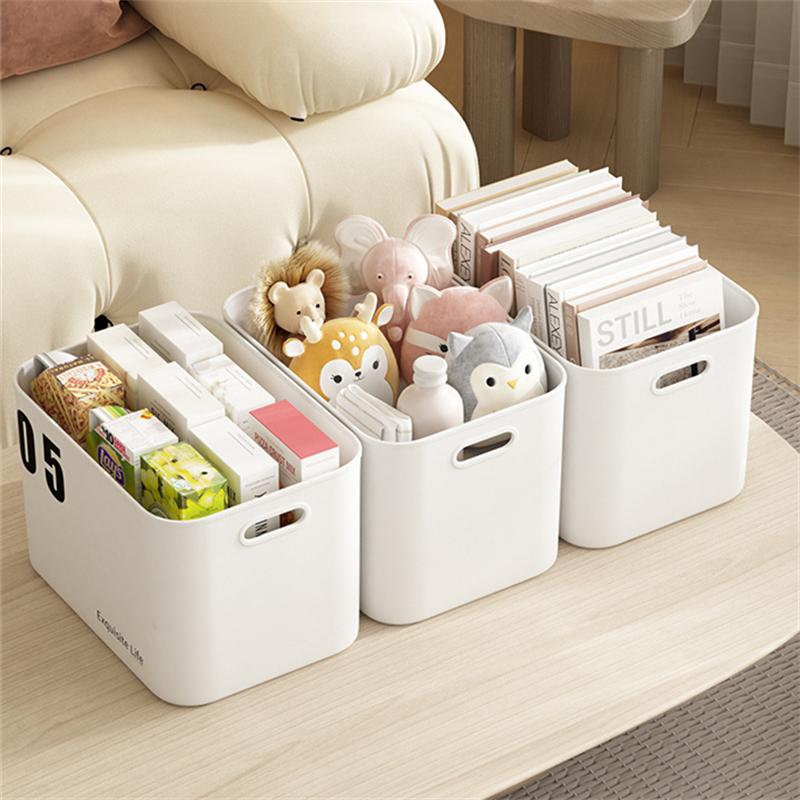 Desktop Kunststoff Aufbewahrungsbox mit Deckel Kleinkram Kosmetik Schmuck Küchenorganizer Spielzeug Aufbewahrungskörbe Behälter Haushaltswaren