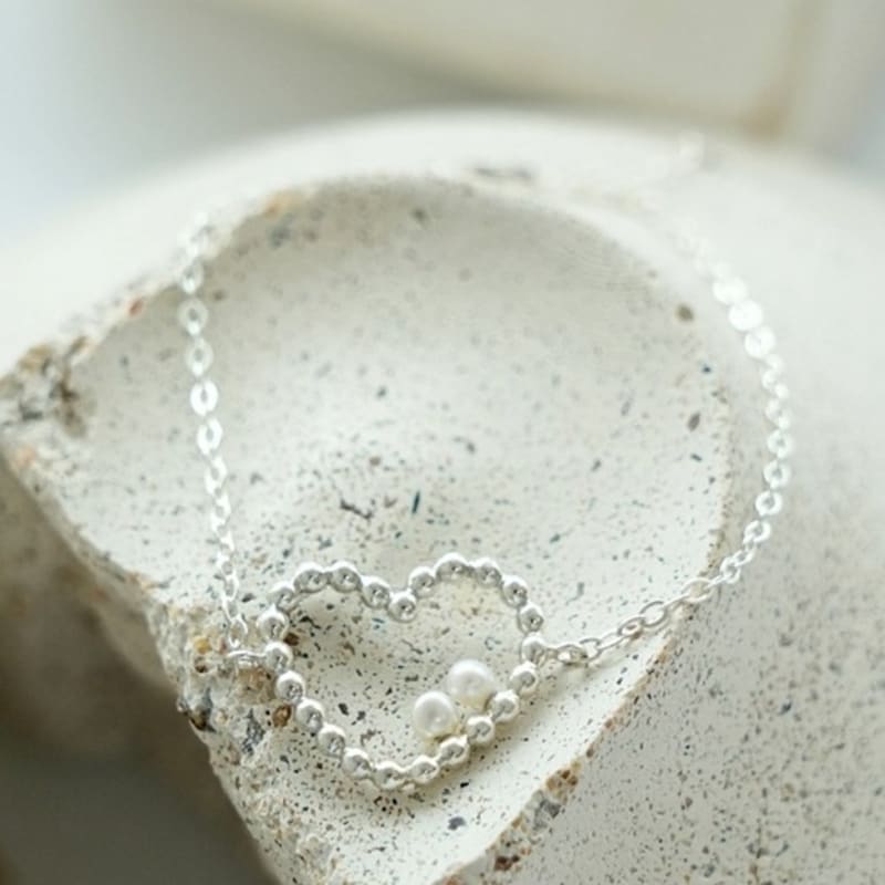 BELLOOGGI Heart ball chain pearl bracelet
