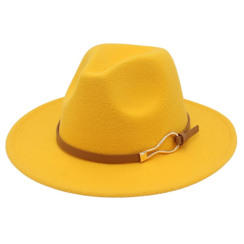 Foreign Trade Elegant Felt Hat Belt Buckle Top Hat Modified Face Jazz Hat British Dance Performance Woolen Hat Literature And Art