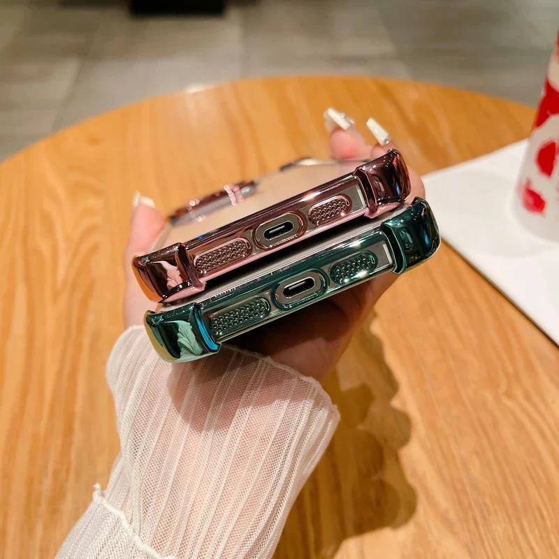 Electroplated Clear Air Bag Protection Lens Film Clear Case For  iPhone 15 14 13 12 11 Pro Max Plus XS XR Transparent Cover