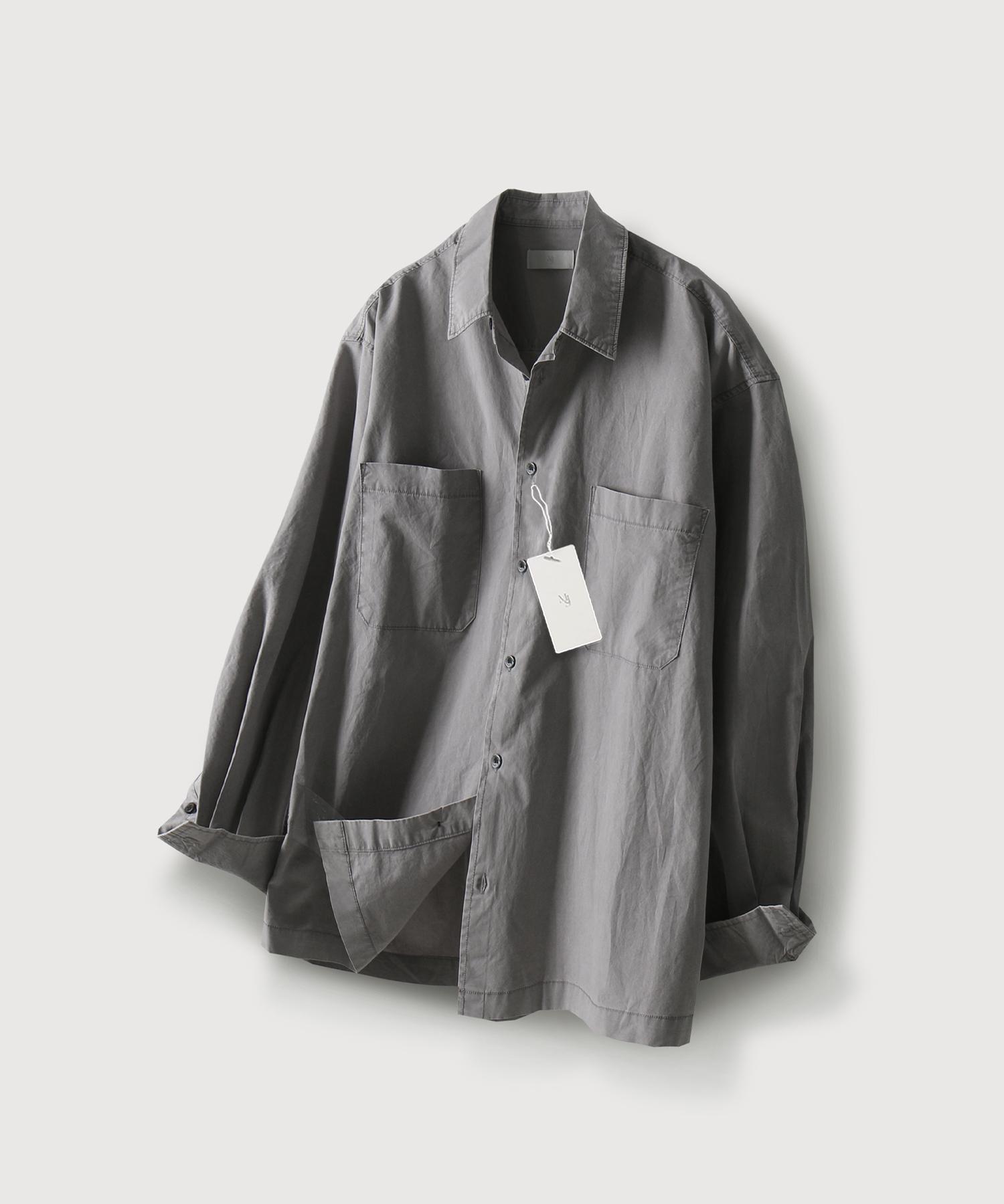 Mood Inside Two-Pocket Stone Pigment Washed Shirt_Gray M