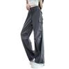 Petite Women's Cuffed Cargo Pants - High Waist Wide Leg for Mountain Climbing and Sports, Casual Spring/Autumn Wear