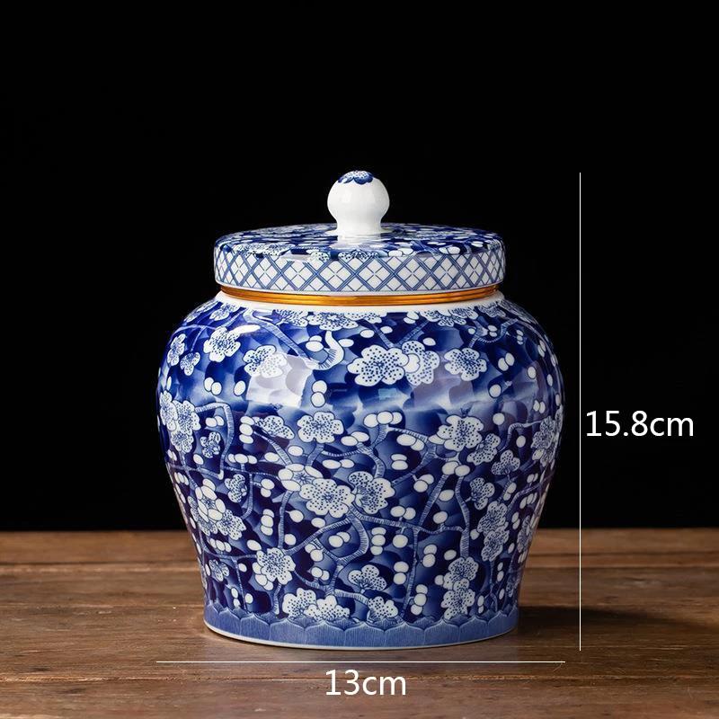 Blue and White Porcelain Tea Canister Ceramic Tea Organizer Box Storage Jars Desk Decoration Tea Jar Coffee Container Teas Caddy