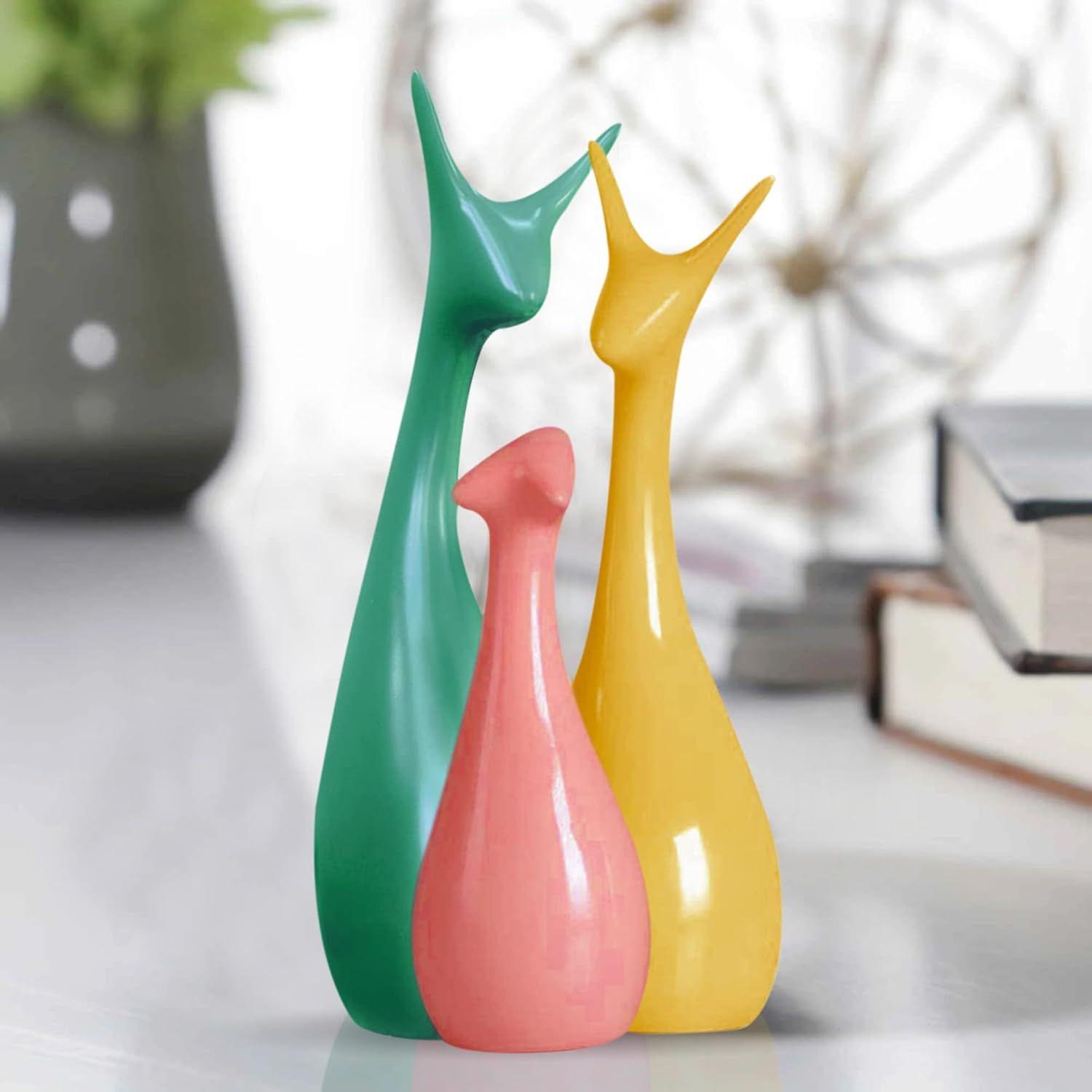 

Beautiful Home Decor Lucky Deer Statue Family Ceramic Statues - (Set of 3, Multicolor)