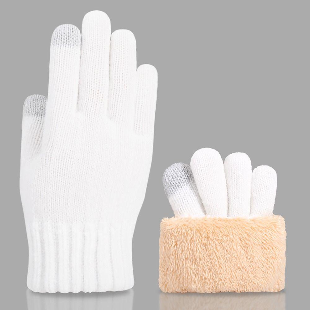 Touchscreen Knitted Fleece Gloves Winter Warm Furry Warm Mitts Female's Gloves  Outdoor Sport