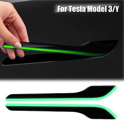 Işıklı Araba Kapı Kolu Koruyucu Çıkartmaları Kapı Kolu Gece Parlayan Koruyucu Çıkartmaları Tesla Model 3/Y Araba Dış Aksesuarları İçin