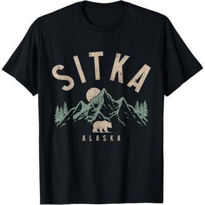 Sitka Aljaška Vintage Hory Medvěd Grizzly Milovník Přírody Tričko