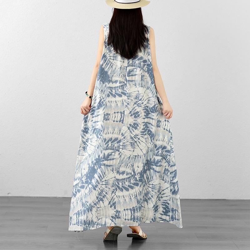 Sleeveless Plus size Cotton vintage Floral new in dresses for women casual loose maxi long summer dress