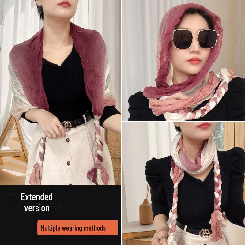 

Шелковый плиссированный солнцезащитный платок и шаль для всех сезонов 170CM