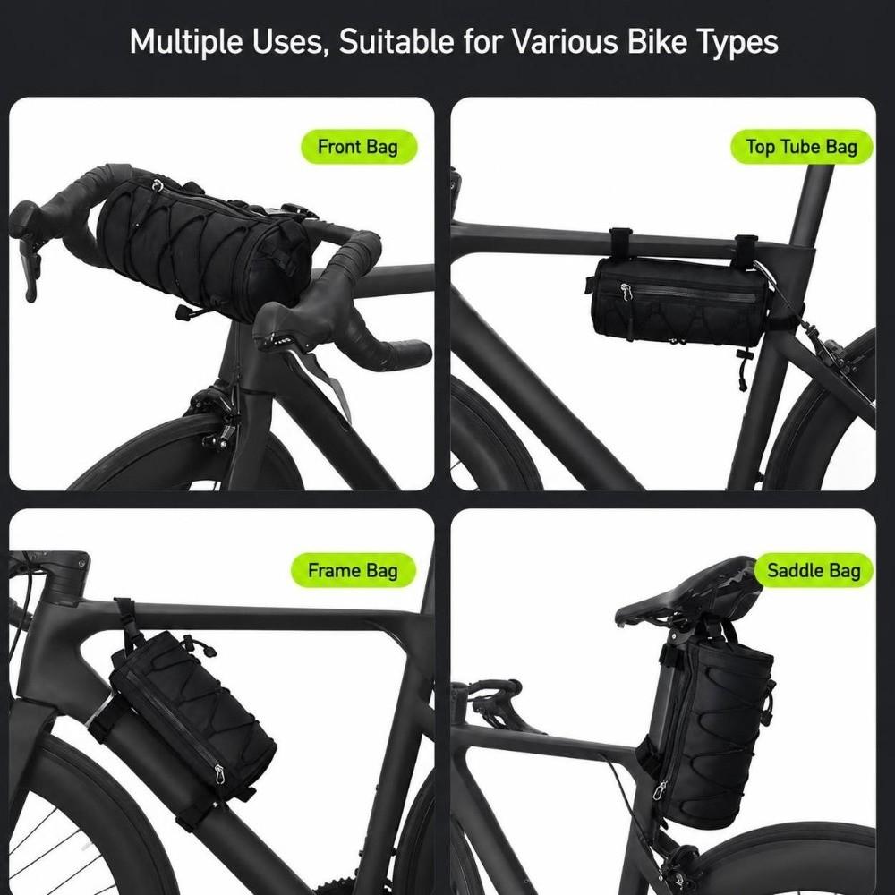 Compact Bike Front Bag Black Bike Front Pouch Durable Handlebar Storage Bag  Phone Storage