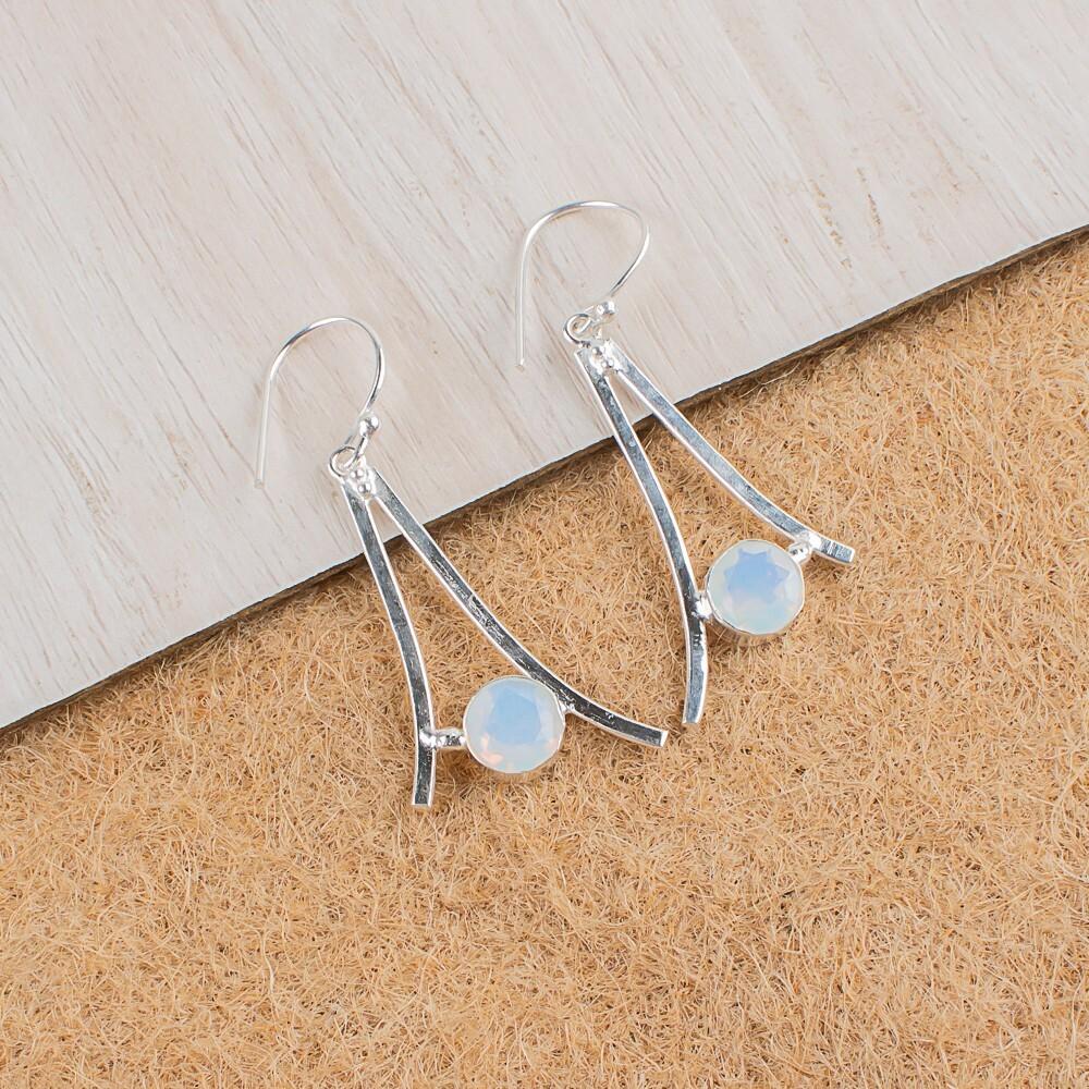 

Молочный опал драгоценный камень 925 стерлинговое серебро ювелирные изделия серьги 1,45 для женщин подарок EE-66-13