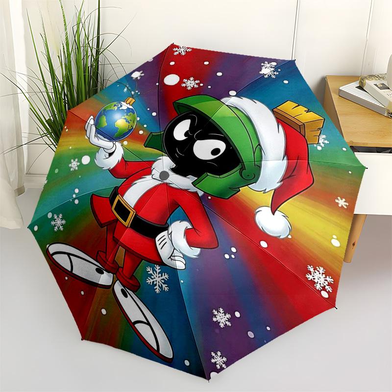 

1pc Marvin the Martian Christmas Edition Outdoor Umbrella - Automatic Opening/Closing, Portable Tri-Fold Design, 8-Rib Iron Frame - Perfect Gift for F