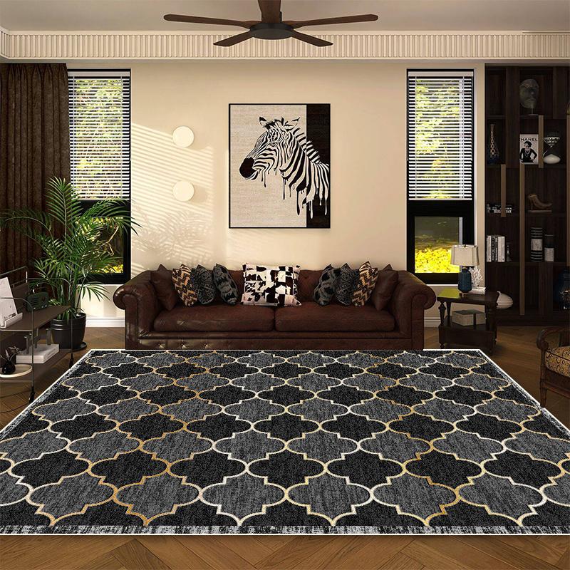 

European Style Luxury Carpet for Living Room Geometric Pattern Decoration Sofa Area Short Velvet Rugs Bedroom Non-slip Floor Mat 60*90cm