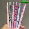 10-Pack of Heart-Shaped Gel Pens with Random Colors, Black Ink, Retractable, High-Quality, Suitable for Students, Exam Practice,