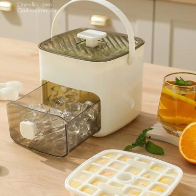48 Grid Ice Cube Bucket Tray Reusable Refrigerator Ice Maker Mold One-touch Easy Release Homemade Ice Storage Box for Drinks