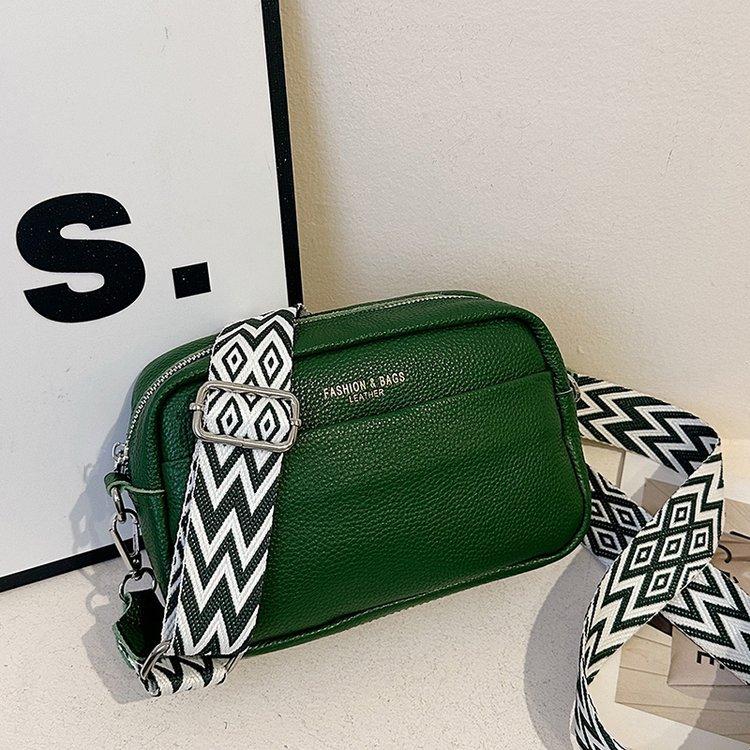 Leather Shoulder Messenger Bag Women'S Bag Fashionable Commuter Simple First Layer Cowhide Small Square Bag