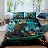 Happy Halloween Pumpkin Moon 3D Print Bedding Set Cozy Soft Duvet Cover King Queen Twin Size for Halloween Bedroom Decoration