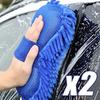 1 Pc Blue Microfiber Chenille Car Wash Sponge Care Washing Brush Pad Cleaning Tool Auto Washing Towel Gloves Styling Accessories