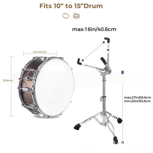 Bxzzuis Snare Drum, Drum Set, Musical Instrument Percussion, for Beginners, Holiday Gift, Easy Installation, Stand, Stick, Key, Bag, Mute Pad, Adjusta