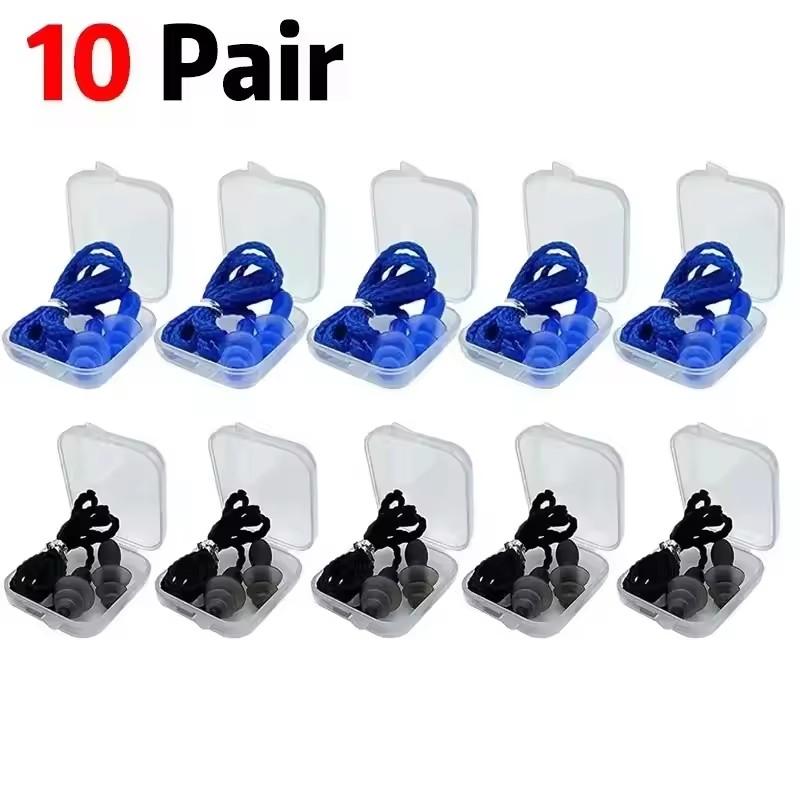 1-10 Pairs Noise Cancelling Silicone Earplugs Reusable Earplug with Rope Waterproof Swimming Rubber Ear Plugs Come with Box