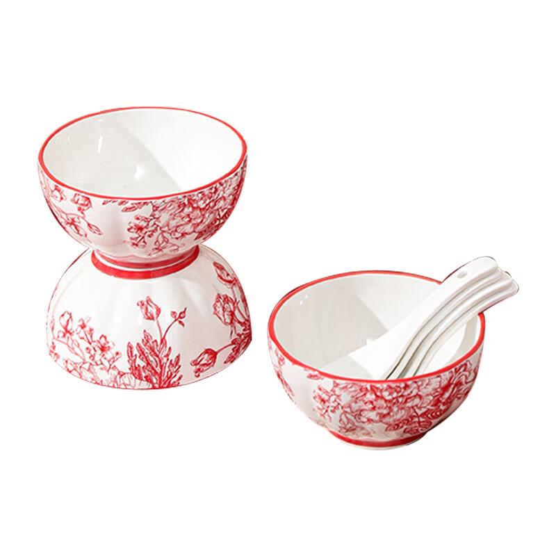 Zipo Ya Red Rose Chinese Ceramic Tableware Set