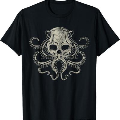Craniu de Caracatiță Infiorător Monstru Marin Kraken Scafandru Gotic Tricou