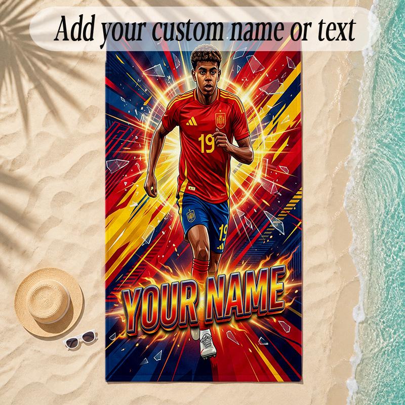 Beach TowelLamine Yamal Custom Name Text Personalized Soft Towel for Beach Pool Indoor Home Decor Gift