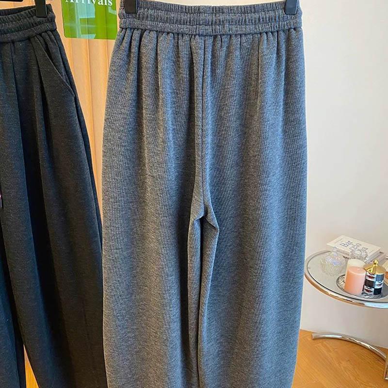 Pants for Women Elastic High Waist Long Trousers Plus Size Stretchy Solid Colour Versatile Casual Wide Leg Pants