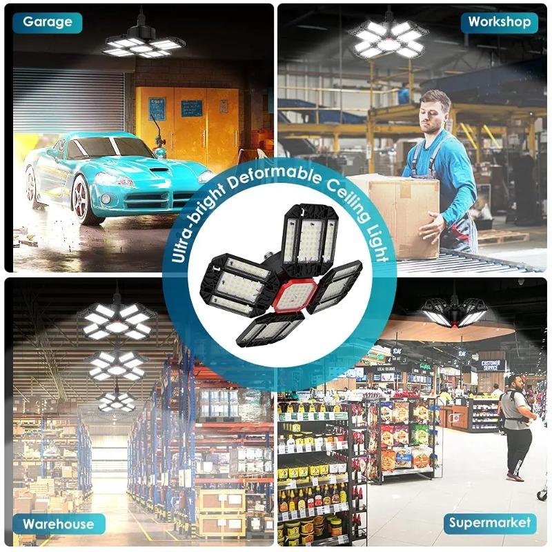 1/2/3 STÜCK 12 Verstellbare Paneele LED Garagenleuchten E26/E27 Deckenbeleuchtung 75W Verformbares LED Nachtlicht für Werkstatt Lager