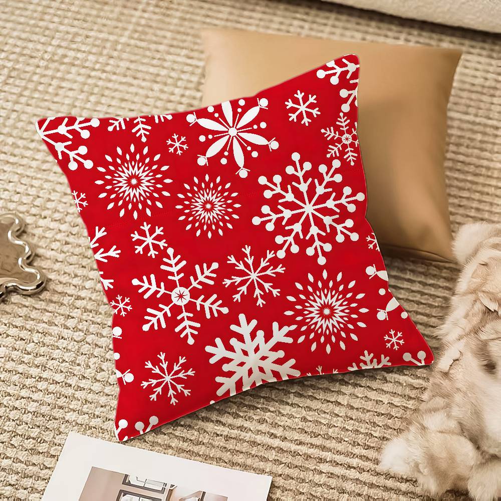 Frohe Weihnachten Kissenbezug Seidiger Kurzplüsch mit unsichtbarem Reißverschluss Staubdichter Sofakissenbezug