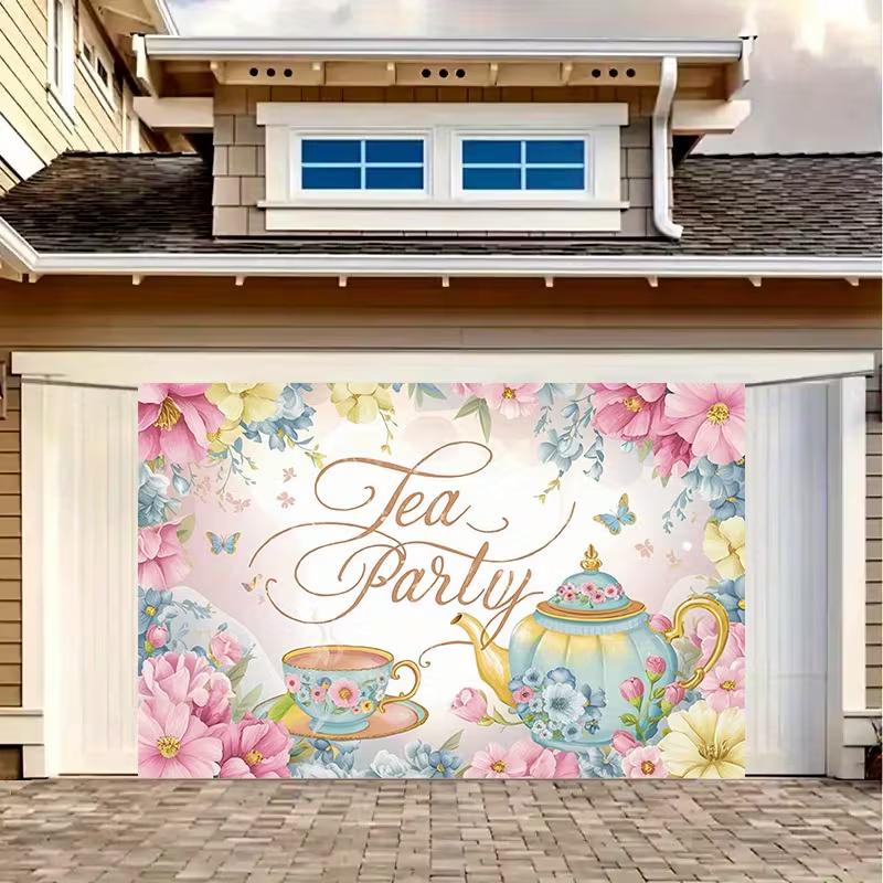 2D Japanese Cherry Blossom Tapestry, Temple & Garden Backdrop