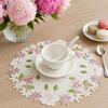 Geborduurd Bloemen Placemat, Rond Bloemen Onderzetter Placemat, Hittebestendige Tafelbeschermer Mat voor Eettafel Kop Vaas Bruiloft Feest Decoratie