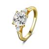 Sterling Silver Platinum-Gold Electroplated Ring with Inlaid Zircon - Fashionable Valentine's Day Gift Jewelry.