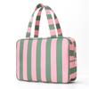Large Capacity Travel Makeup Bag Collapsible Cosmetic Pouch Striped Toiletry Storage Bag  Daily Use