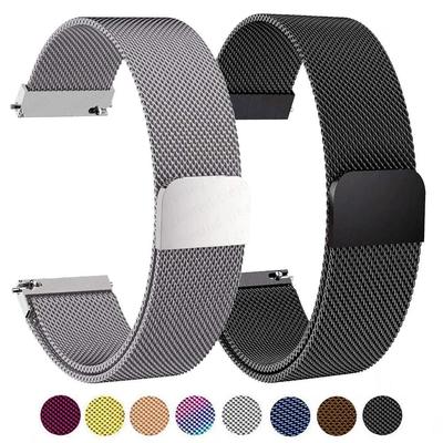 Edelstahl-Milanese-Armband, magnetisches Rücklaufarmband, 18 mm/20 mm/22 mm, Ersatzarmband, geeignet für Smartwatches