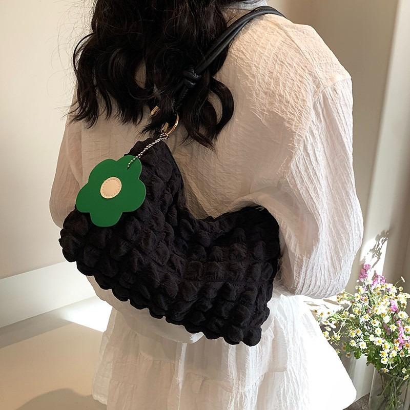 Bubble Flower Portable Cylinder Bag Women's New Japanese and Korean Girls One Shoulder Hand Carry Bento Bag Contrasting Color Design