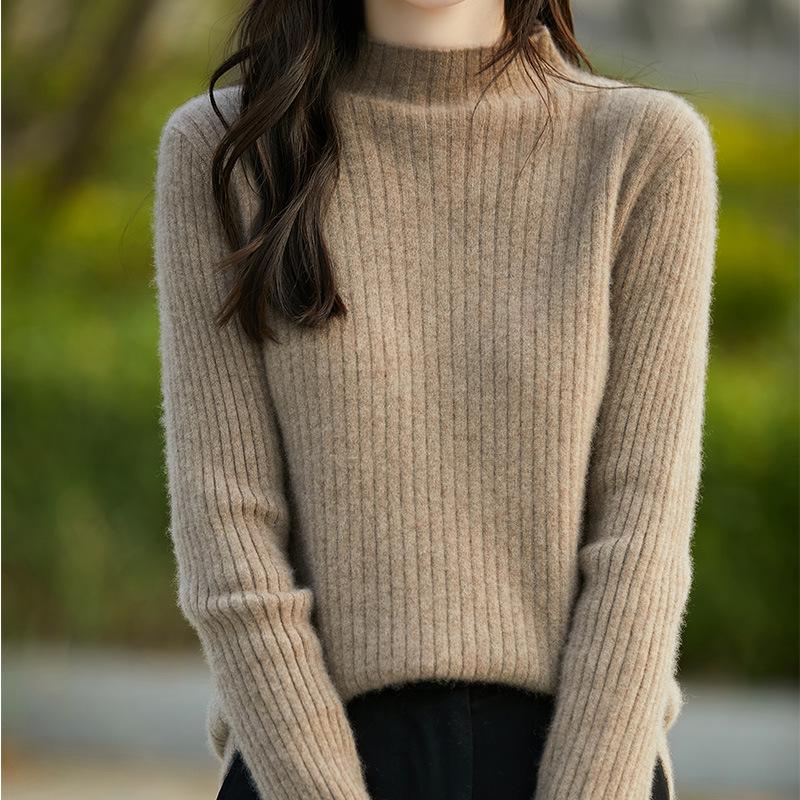 2024 Women's Striped Wool Pullover Sweater - Autumn/Winter Casual Knit Base Layer
