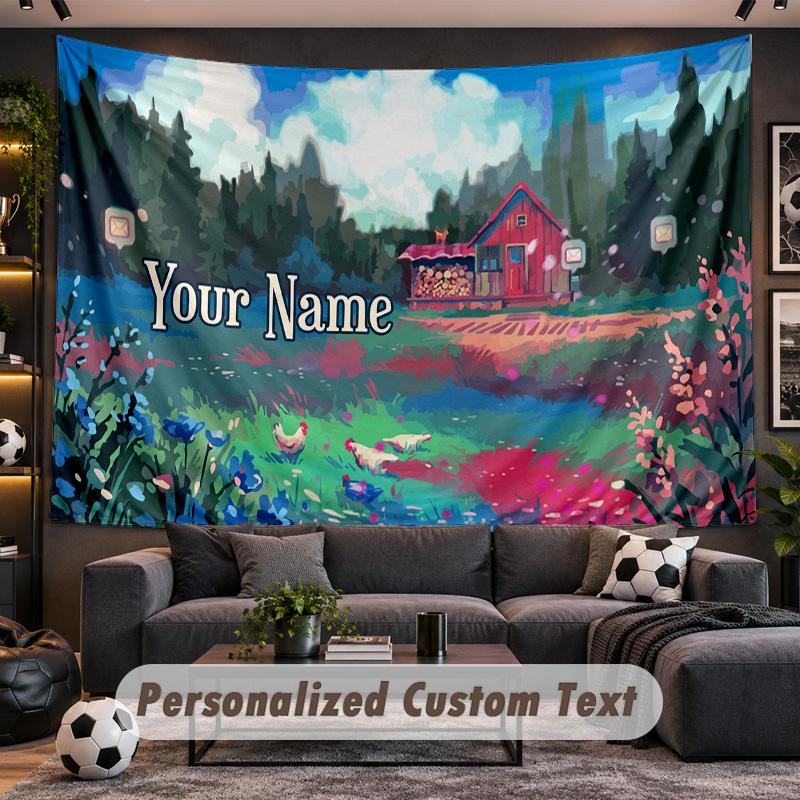 Stardew Valley Personalized Tapestry Support Custom Name, Wall Art Home Decoration