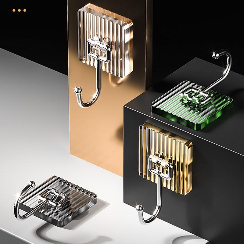 Acrylic Luxury Wall Hook Home Decor Strong Adhesive Bathroom Towel Rack No Punching Hanging Coat Hanger Door Back Key Bag Holder
