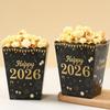 10Pcs Happy New Year 2026 Theme Party Decor Fireworks Popcorn Box Candy Cookie Packaging Boxes For Movie Night Party Decor