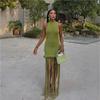 Niche Designer Dress with Tassel Hem and Halter Neck, Backless Dress, 2025 Autumn New Model, Cross-Border European and American Style