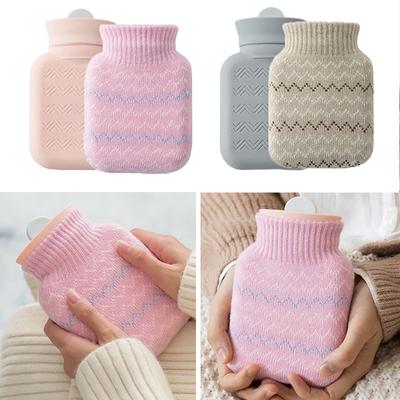 320ML Small Hot Water Bottle Hand Hot Water Bottles With Soft Knitted Cover Bag