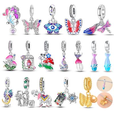 Charms 925 Silver Animal Beads Butterfly Beads Elephant Pendant Fit Bracelet Woman DIY Jewelry Exquisite Gifts Making