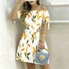 Women Plus Size White Off Shoulder Short Sleeve Floral Printed A Line Dress With Tie Cuff