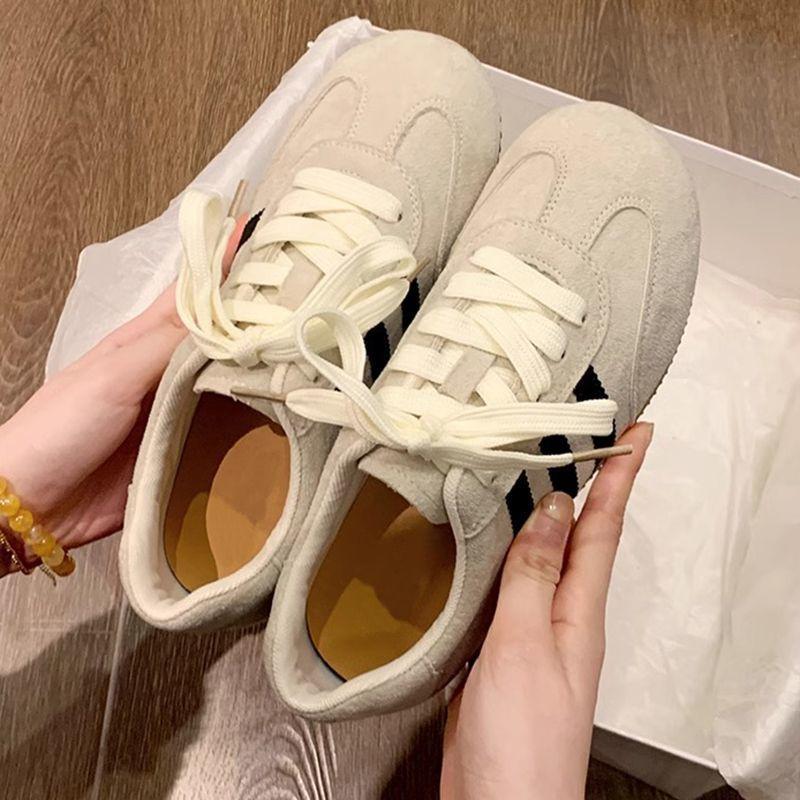 2025 New Fashion Versatile Casual Shoes Spring New Gray Sports Shoes Women's Maillard Light German Training Shoes Tide