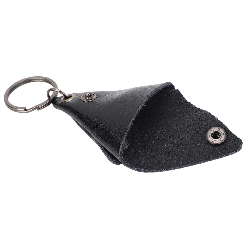 Guitar Pick Bag Faux Leather Waterproof Easy To Clean Portable Keychain Design Guitar Pick Holder Case Black