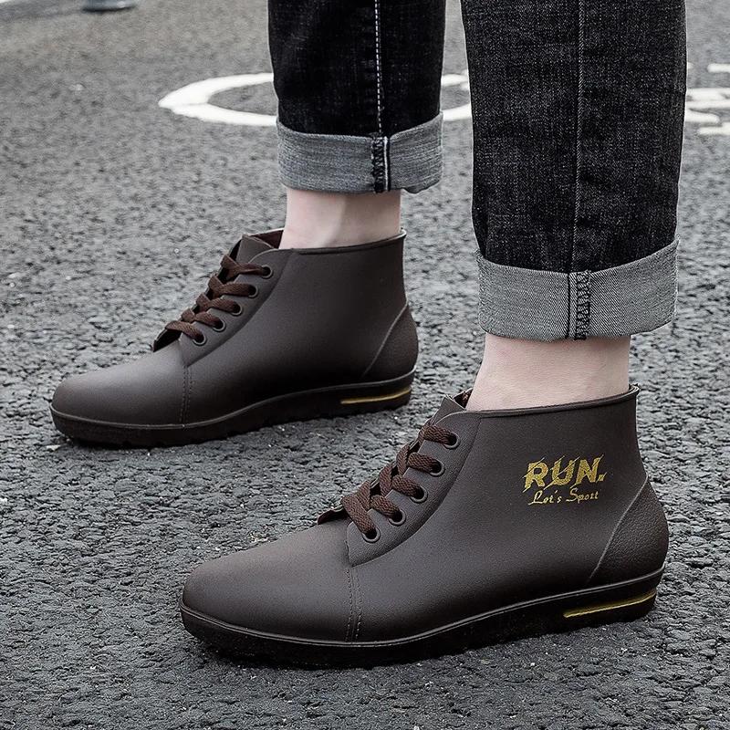 Men Rain Boots Waterproof Shoes Fishing Husband  Man Work Garden Rubber Boot Oil-proof Non-slip Kitchen Shoes Footwear2024