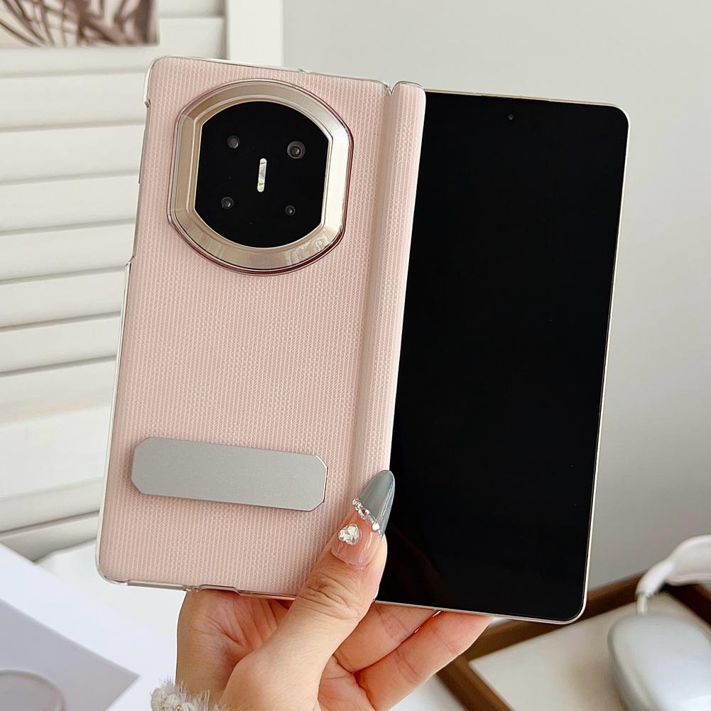 Checkered Veneer with Metal Rotating Bracket Holder Phone Case For Huawei Mate X7 Slim Protective Cover