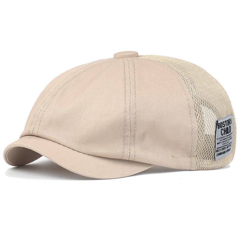 Summer Mesh Newsboy Cap Breathable Cotton Peaky Octagonal Hat Vintage Casual Cap Solid Berets Visor Gatsby Flat Ivy Hat
