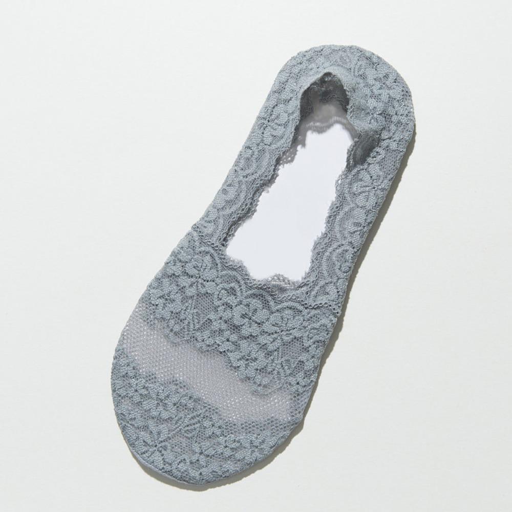 Breathable Fabric Lace Boat Socks Thin Material No-Show Socks Short Socks Low Cut Socks Ankle Foot серый